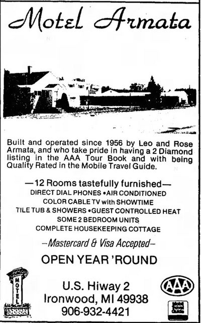 Quinn Motel (Armata Motel) - June 20 1985 Ad (newer photo)